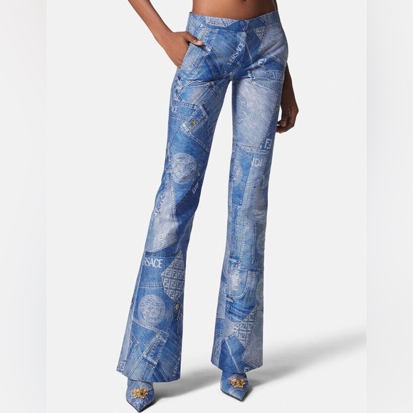 Versace x Fendi: Jean Denim Patchwork Flared Pants *RARE* (on Runway) - Picture 10 of 17